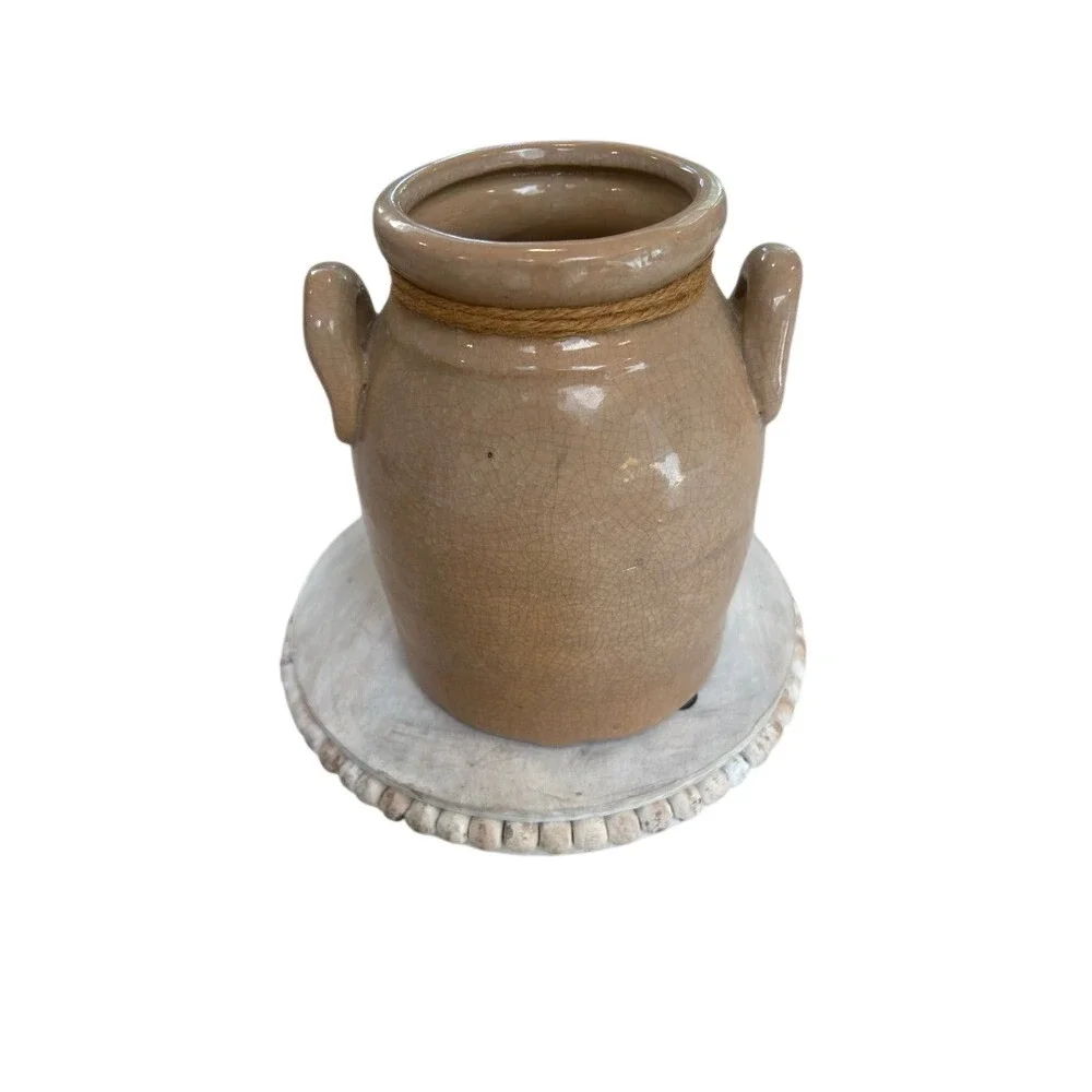Farm house brown glazed ceramic jug with ceramic star.‎